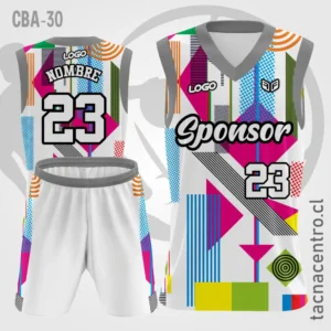 Camisetas de Basketball blanco con figuras colores