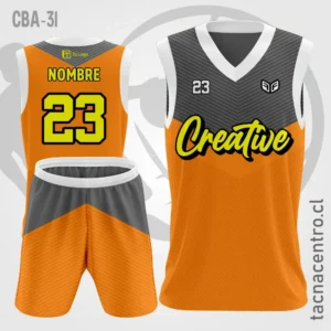 Camisetas de Basketball gris anaranjadas mangas blancas