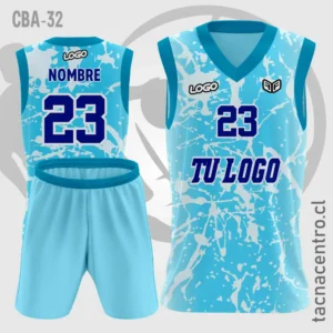 Camiseta de Basketball Celeste manchas blancas
