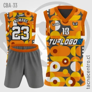 Camisetas de Basketball naranja figuras color gris blanco