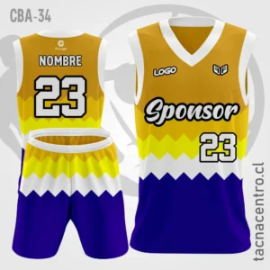 Camisetas de Basketball amarillo azul con mangas blancas