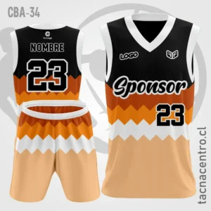 Camiseta de Basketball Negro Naranja mangas blancas