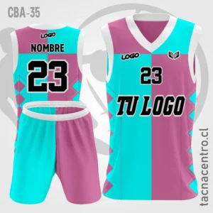 Camisetas de Basquetbol celeste lila mangas blancas