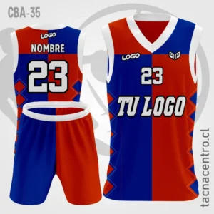 Camiseta de Basquetbol Azul Rojo Mangas Blancas