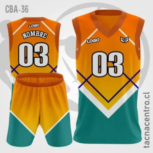 Camiseta de Basquetbol Naranja con base verde