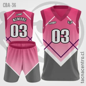 Camisetas de Basquetbol rosado con base gris