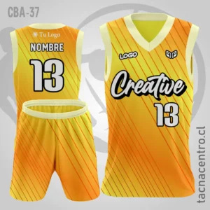 Camiseta de Basquetbol Amarillo con rayas naranjas