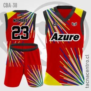 Camiseta de Basquetbol Rojo amarillo lineas de colores