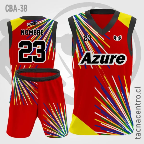 Camiseta de Basquetbol Rojo amarillo lineas de colores