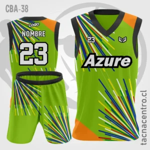 Camisetas de Basquetbol verde naranja con lineas de colores