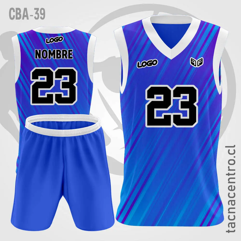 Camiseta de Basquetbol Azul con rayas