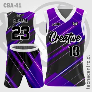 Camisetas de Basquetbol morado Negro mangas blancas