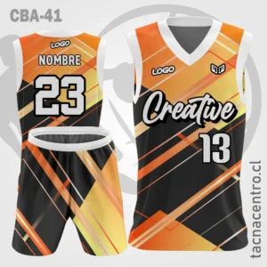 Camisetas de Basquetbol naranja Negro mangas blancas