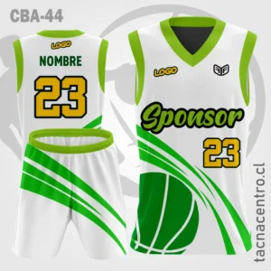 Camiseta de Basquetbol Blanco Pelota Verde