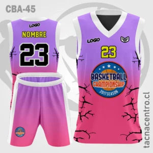 Camisetas de Basquetbol lila rosado mangas blancas