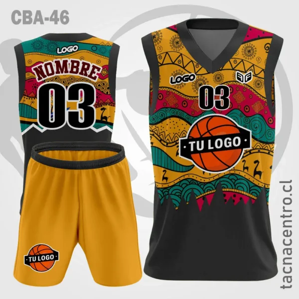Camiseta de Basquetbol Celeste Blanco con diseños 2 Camisetas de Basquetbol negro anaranjado con diseños