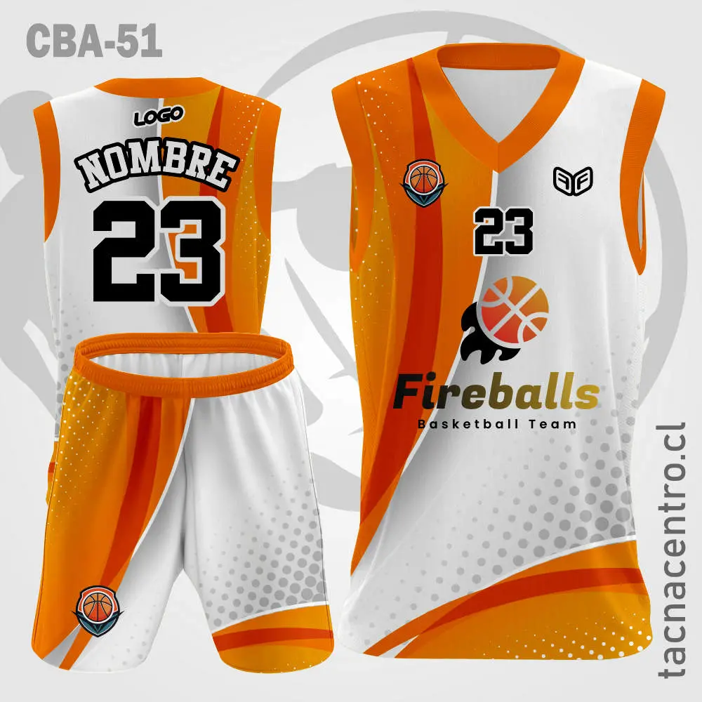 Camiseta de Basquetbol Naranja Blanco puntos grises