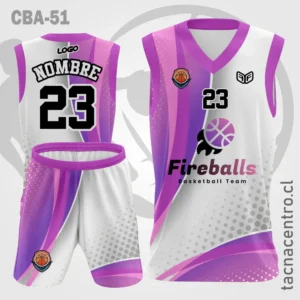 Camisetas de Basquetbol lila Blanco puntos grises