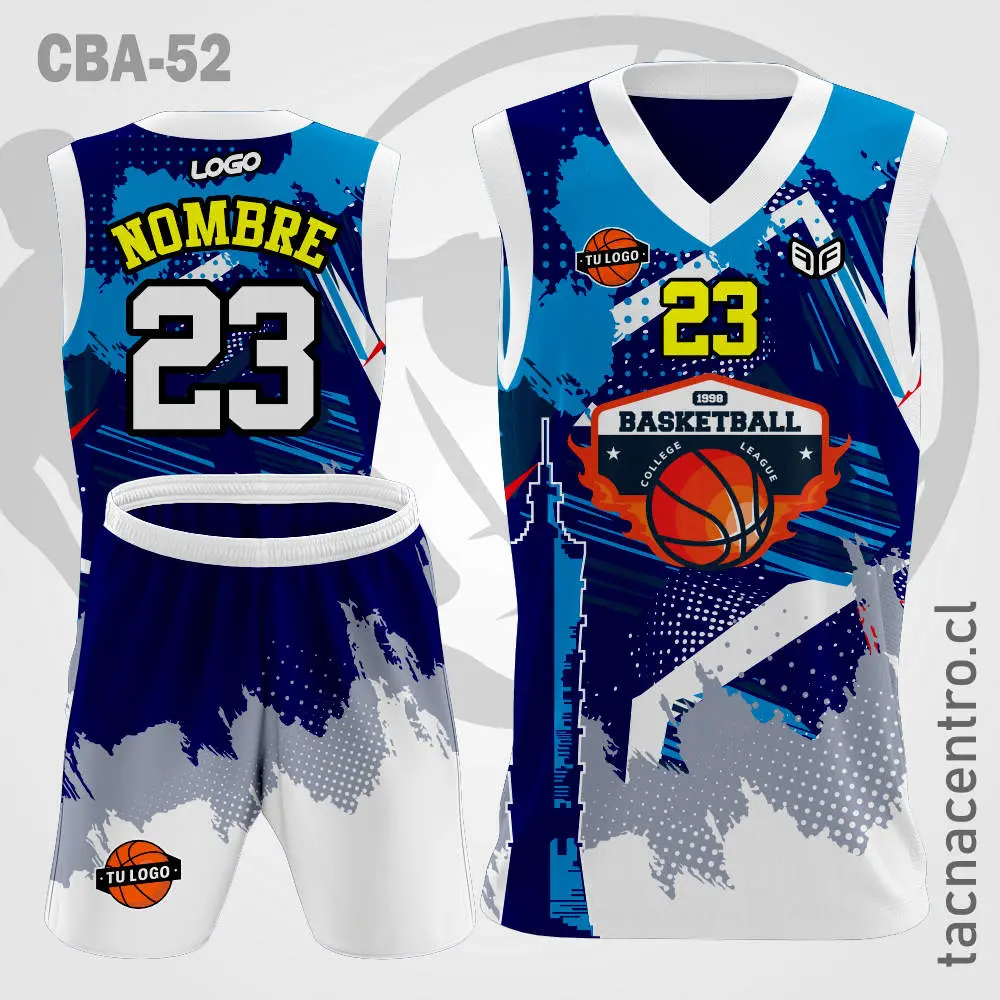 Camiseta de Basquetbol Azul celeste mangas blancas