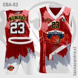 Camisetas de Basquetbol rojo gris mangas blancas