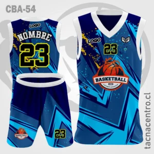 Camiseta de Basquetbol Azul con figuras celestes
