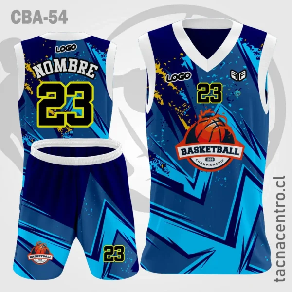 Camiseta de Basquetbol Azul con figuras celestes