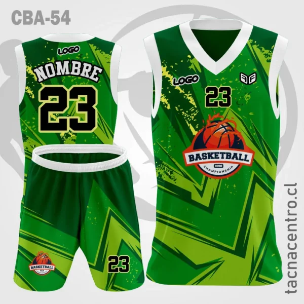 Camisetas de Basquetbol verde con mangas blancas