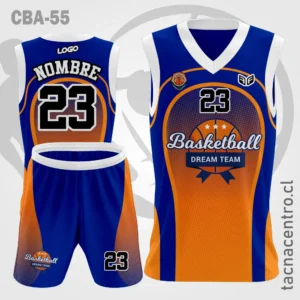 Camisetas de Basquetbol azul naranja mangas blancas