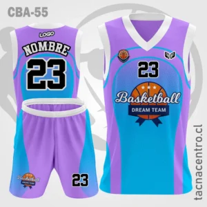 Camisetas de Basquetbol lila celeste mangas blancas