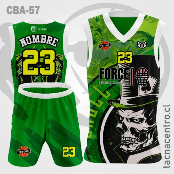 Camiseta de Basketball Azul celeste calavera 3 Camisetas de Basketball verde calavera