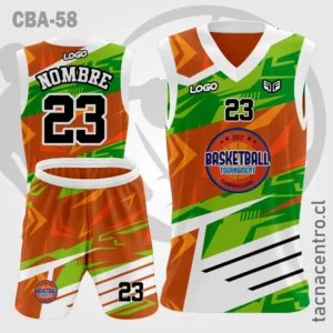 Camisetas de Basketball verde naranja mangas blancas