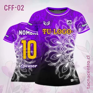 Camiseta de Futbol Femenino mandala morado negro