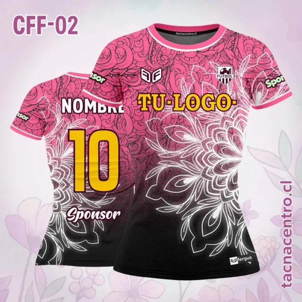 Camiseta de Futbol Femenino mandala negro celeste 4 Camiseta de Futbol Femenino mandala negro rosado