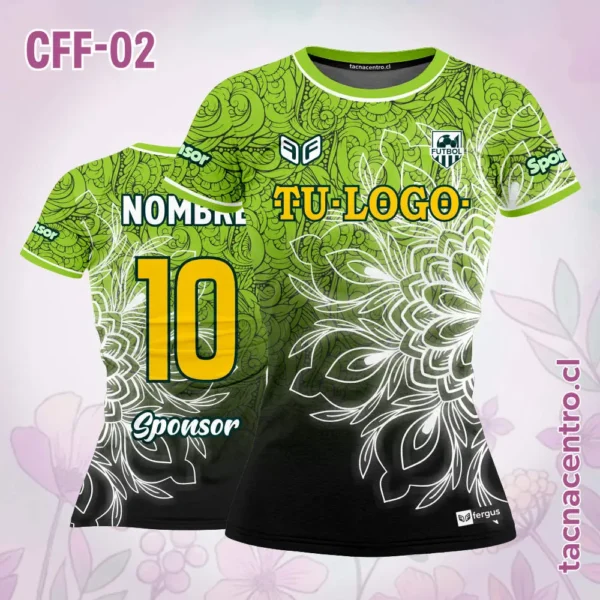 Camiseta de Futbol Femenino mandala negro celeste 5 Camiseta de Futbol Femenino mandala negro verde