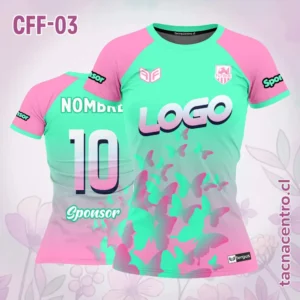 Camiseta de Futbol Femenino Mariposa verde rosado