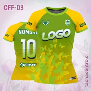 Camiseta de Futbol Femenino Mariposa amarillo verde