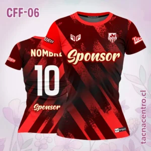 Camiseta de Futbol Femenino Franjas Rojas