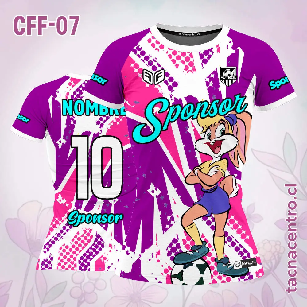 Camiseta de Futbol Femenino Morado Blanco