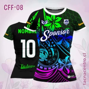 Camiseta de Futbol Femenino Azul Flor verde agua
