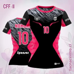 Camiseta de Futbol Femenino Negro Rosado