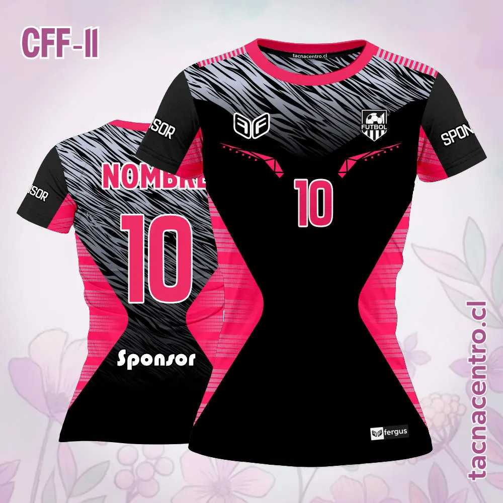 Camiseta de Futbol Femenino Negro Rosado