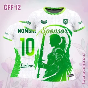 Camiseta de Futbol Femenino Guerrera verde Blanco
