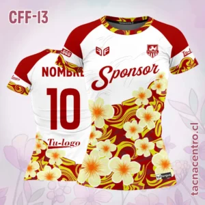 Camiseta de Futbol Femenino Flores guinda blanco