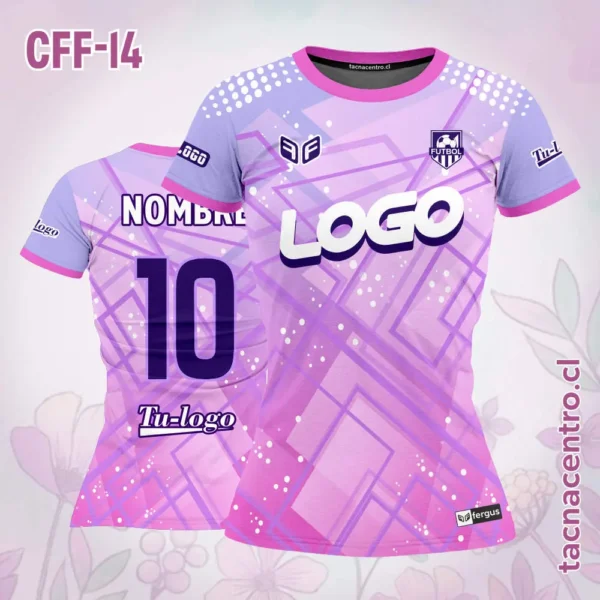 Camiseta de Futbol Femenino Rosado Amarillo 2 Camiseta de Futbol Femenino Rosado morado