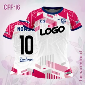 Camiseta de Futbol Femenino Blanco rosado