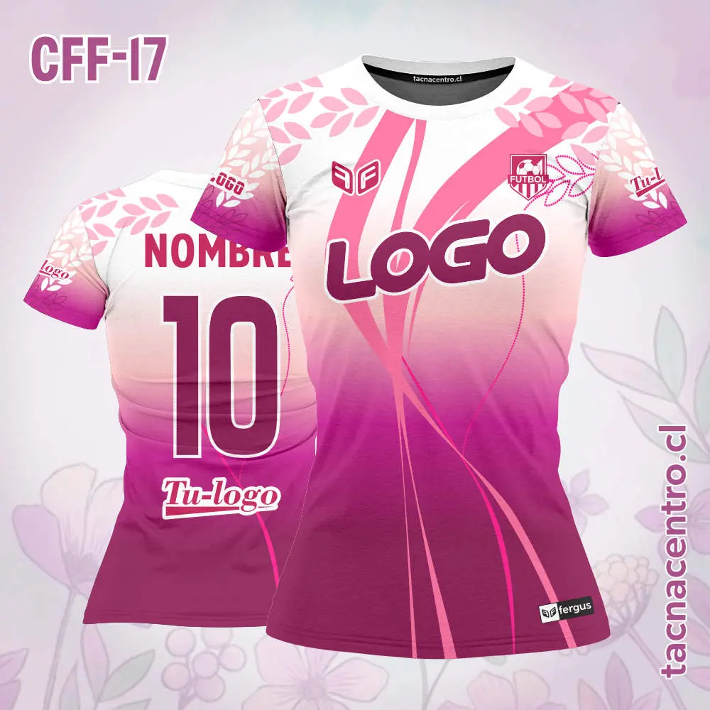 Camiseta de Futbol Femenino Rosado Blanco