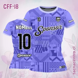 Camiseta de Futbol Femenino morado Cuadros