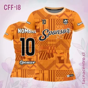 Camiseta de Futbol Femenino naranja Cuadros