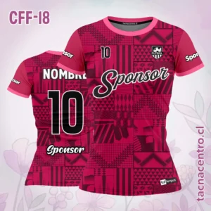 Camiseta de Futbol Femenino rosado Cuadros