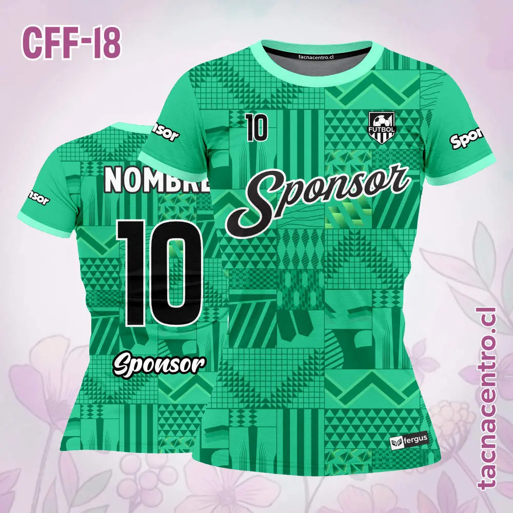 Camiseta de Futbol Femenino Verde Cuadros